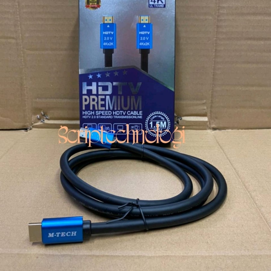 Kabel HDMI 1.5M M-Tech V.2.0 4K Gold Plated HD Cable HDMI 1.5 Meter Versi 2.0