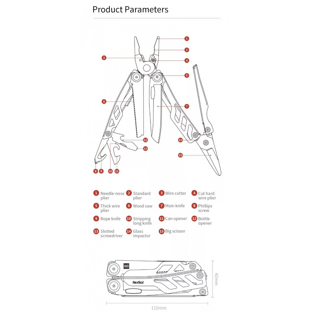 XIAOMI HUOHOU Stainless Steel Pocket Folding Multifunction Knife