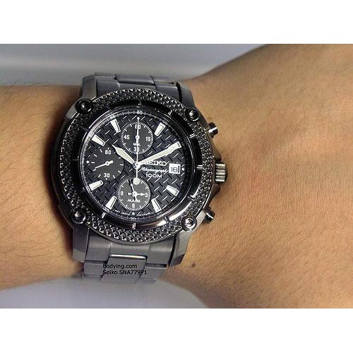 Seiko Quartz SNA779P1 Chronograph Black IP Bracelet | Jam Pria SNA779