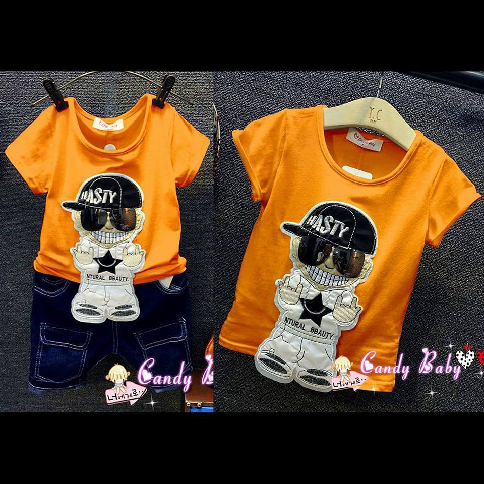 Hip Hop Boy With 3D Sunglasses Set 2in1 (baju, celana)