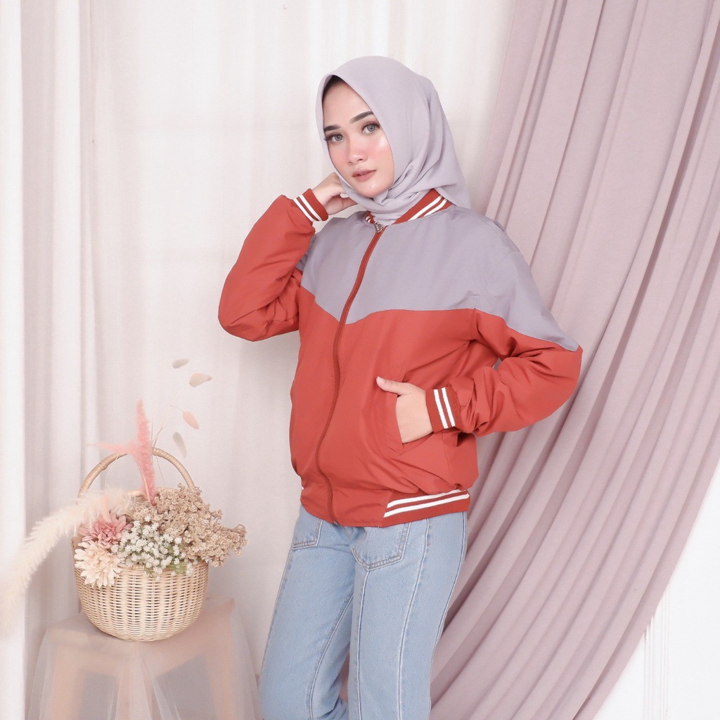 Jaket Boomber Bolak-Balik / Jaket Parasut Premium Orange SLV ORANGE