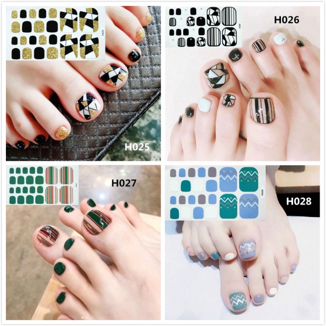 Stiker kuku kaki gadis Jepang yang manis dan indah 22PCS/SET H Stiker kuku jari kaki