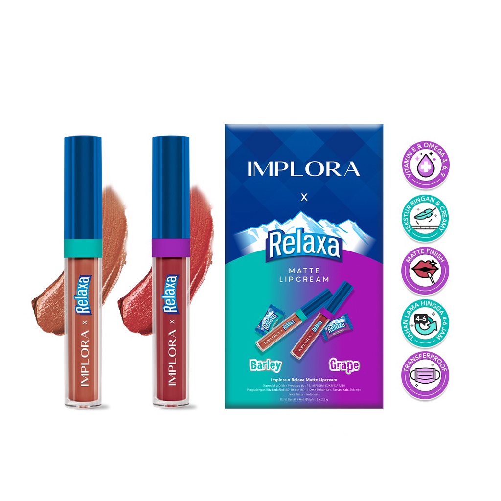 Implora X Relaxa Matte Lip Cream Isi 2 Pcs