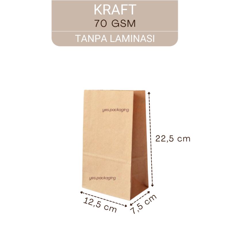 

[12,5x7,5x22,5cm] KANTONG KERTAS KRAFT Paper Bag Coklat Polos Goodie Bag