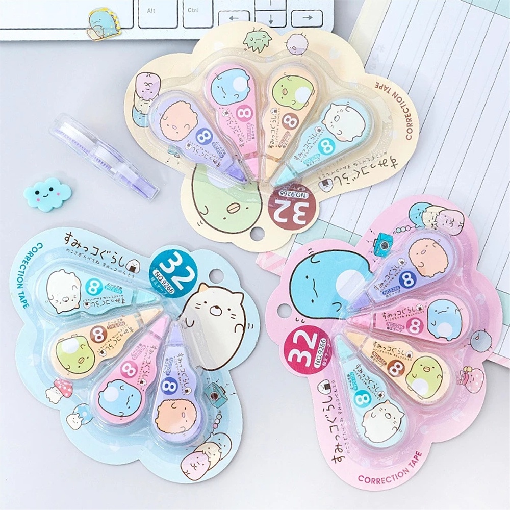 Lanfy 4pcs / Pak Correction Tape / Tip Ex / Tip Ex Kertas Motif Kartun Lucu Untuk Stationery Sekolah / Kantor