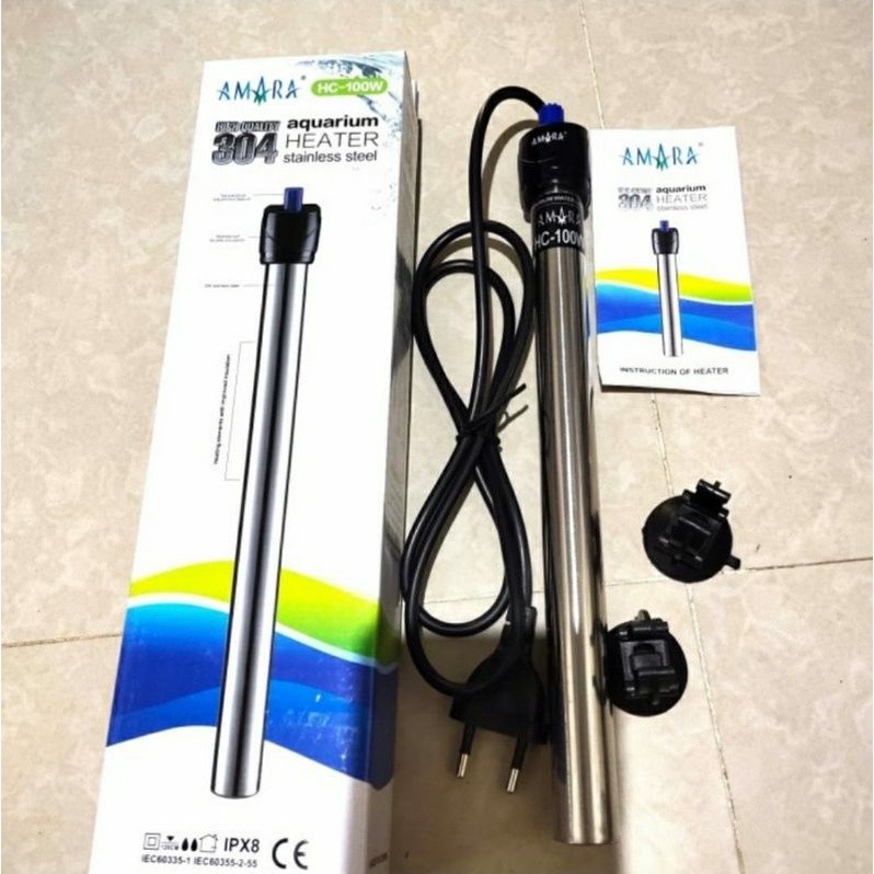 HEATER STAINLESS AMARA 100 Watt - Pemanas Penghangat Air Suhu Aquarium