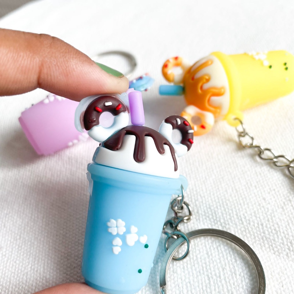 GANTUNGAN KUNCI BOBA ESKRIM DONAT WARNA CANTIK READY 4 VARIANT WARNA SOFT KEYCHAIN UNIK HADIAH SOUVENIR HARGA TERMURAH READY GROSIR COD-2