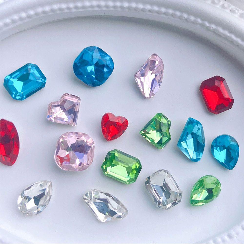 Mxbeauty Jantung Nail Art Rhinestones Fashion Jepang Cinta Hati Air Drop Berbentuk Manicure Aksesoris Persegi Panjang 3D Perhiasan Kuku