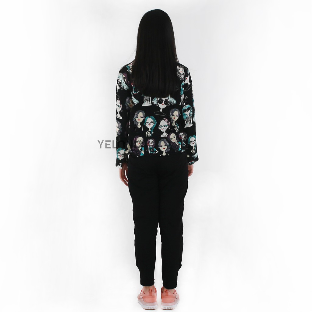 Kemeja Wanita Lengan Panjang Motif Korean Retro VINTAGE ORIGINAL printing ladies - YELONIX-1