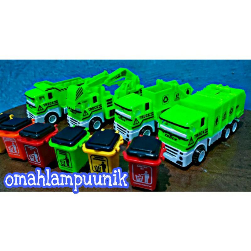 AJ MT 53 Mainan Mobil Truck Sampah Plus Tempat Sampah Ukuran Mini/ Mainan Anak Mobil Truk Sampah Lengkap Dengan Tempat Sampah Ukuran Mini