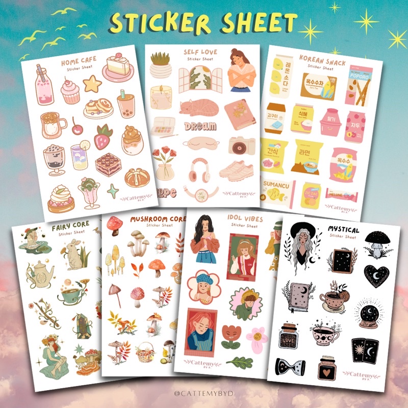 

NEW! STICKER SHEET CUTE AESTHETIC TUMBLR JOURNALING & DECO