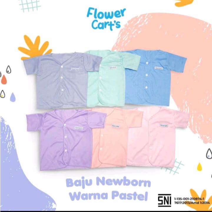 Baju Bayi Newborn Pendek Laki laki Perempuan SNI 0-6 bulan Flower cart's BB-14