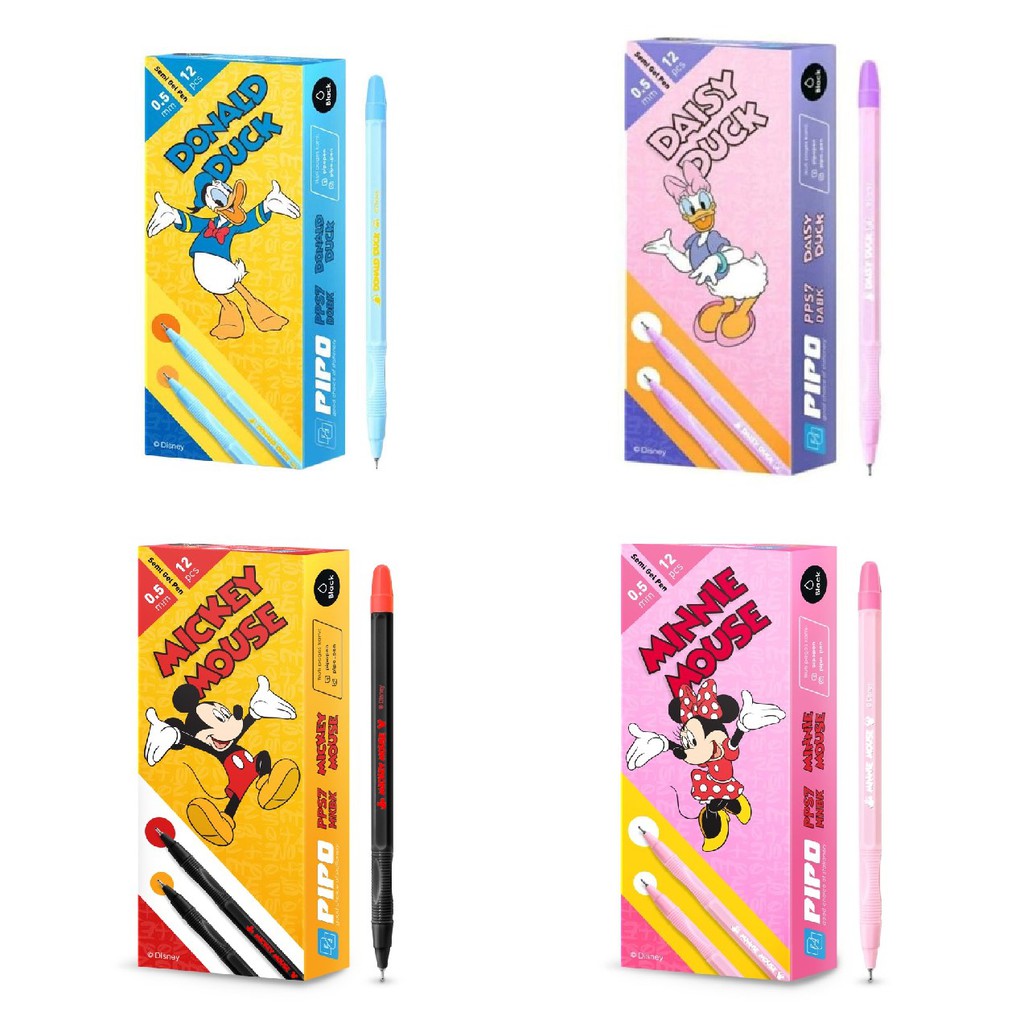

PIPO Minnie Mickey Mouse Daisy Donald Duck 0.5mm Pulpen Semi Gel Disney (1 pcs)