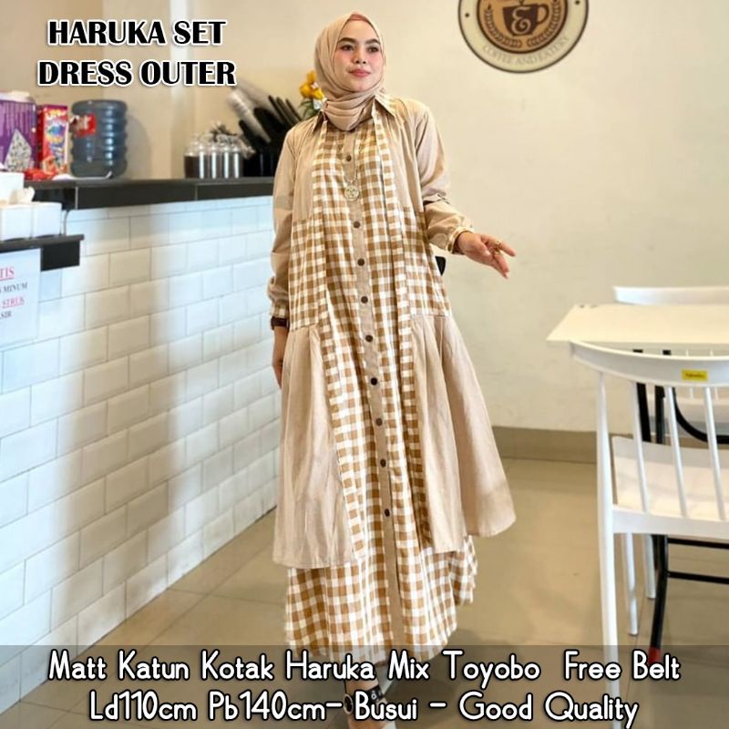 HARUKA SET DRESS gamis kotak