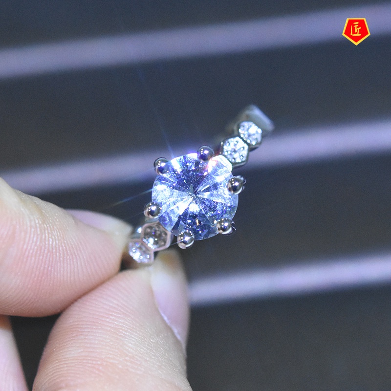 [Ready Stock]Classic Personality Hexagonal Moissanite Ring