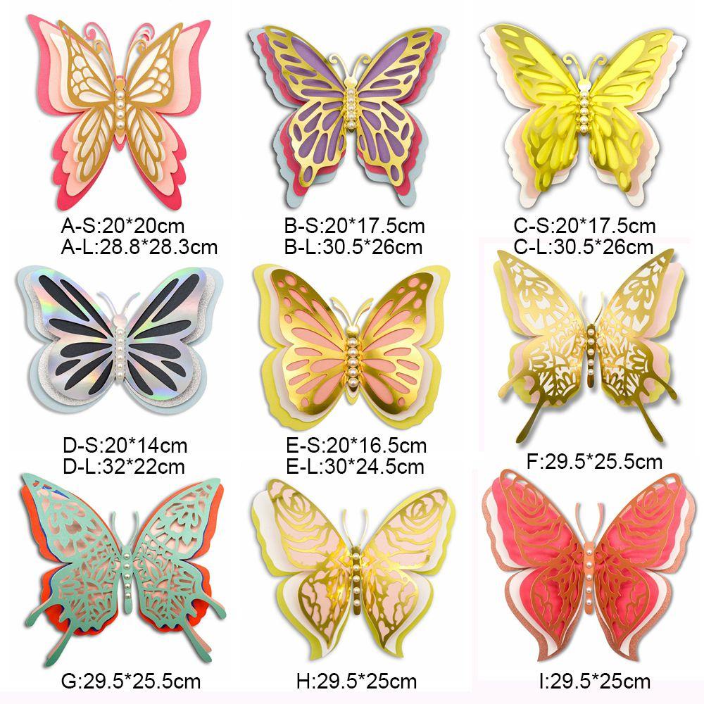 R-flower 3D Butterfly Stiker Hadiah Sovenir Pernikahan Dekorasi Rumah Empat Lapis