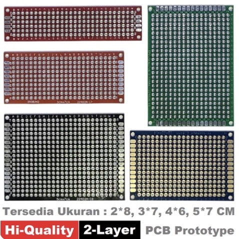 Prototype PCB KECIL Dobel Dual Layer Thru Hole Lubang Bolong Matrix IC