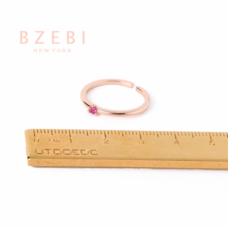 Bzebi Cincin Rose Gold 18k Model Terbuka Adjustable Hias Berlian 23r Gaya Korea Untuk Wanita