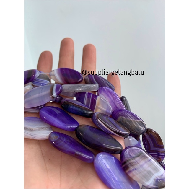 batu alam Penden simba oval PURPLE carnelian 3 x 2 cm jade UNGU pipih