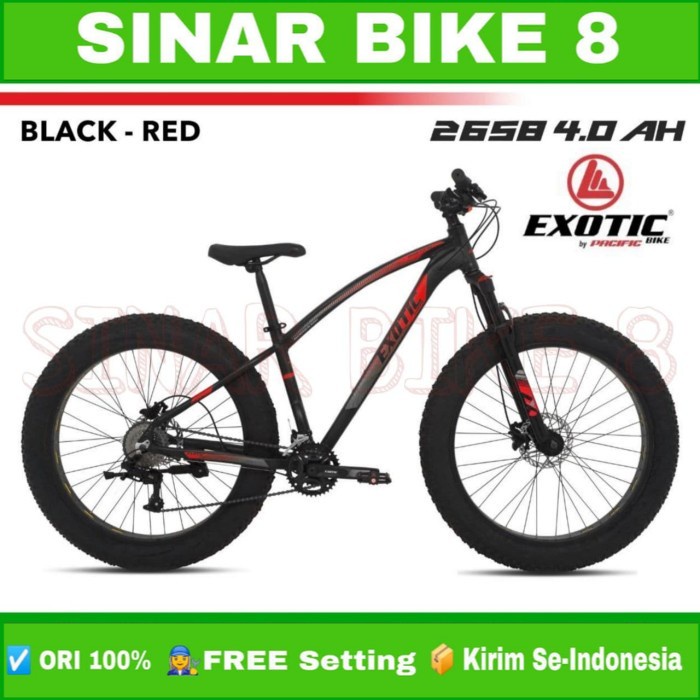 Sepeda Gunung Ukuran 26 Inch MTB EXOTIC 2658 4.0 AH Ban Super Jumbo Hidrolik