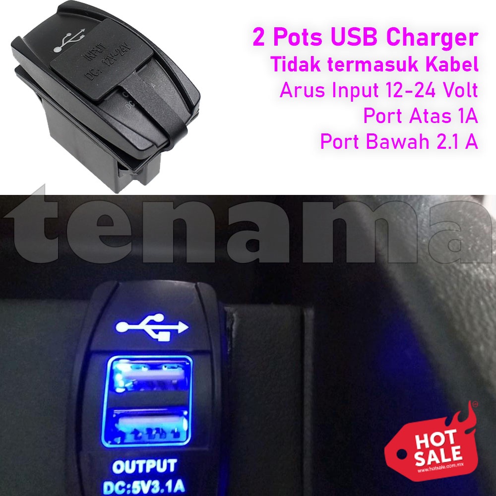 USB Charger Mobil - Motor 2 Port DC 12-24V 3.1A