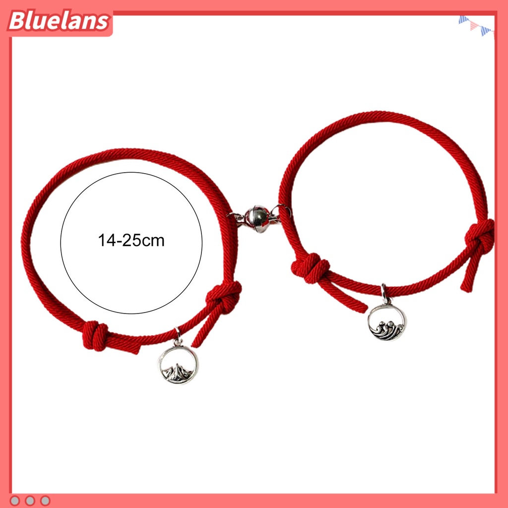 Bluelans 2Pcs Adjustable All-match Magnet Couple Braided Bracelet Fashion Jewelry