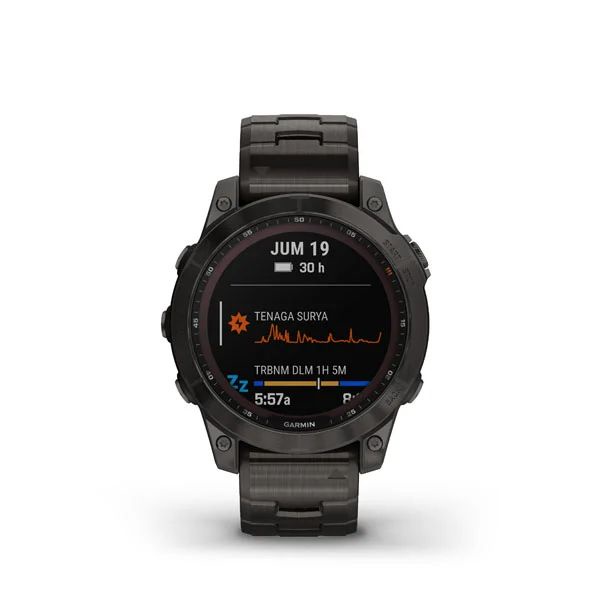 Garmin Fenix 7 Solar Sapphire Carbon Gray DLC Titanium w/ Tita Band - Garansi Resmi TAM 2 Tahun