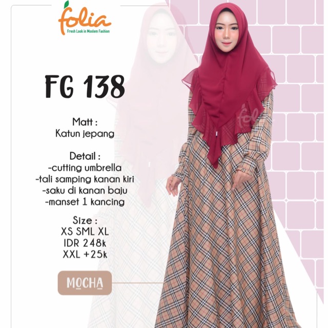 Gamis muslim wanita kotak kotak /gamis folia
