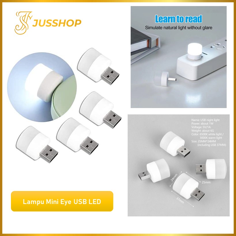 Lampu Mini LED USB Eye Lampu Tidur Mini Portable Travel Lampu Baca Kecil