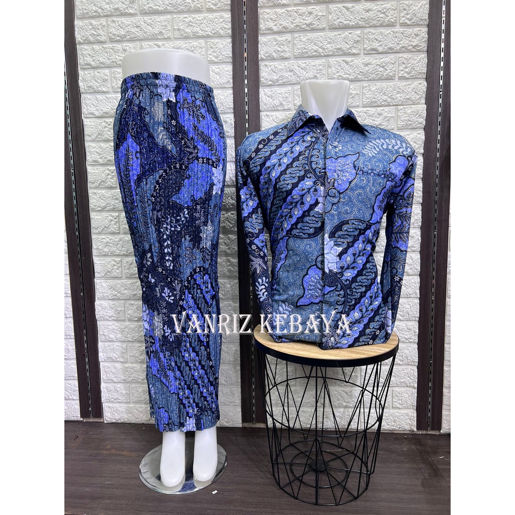 Vanriz Kebaya-Kemeja Batik Lengan Panjang Couple Rok Plisket