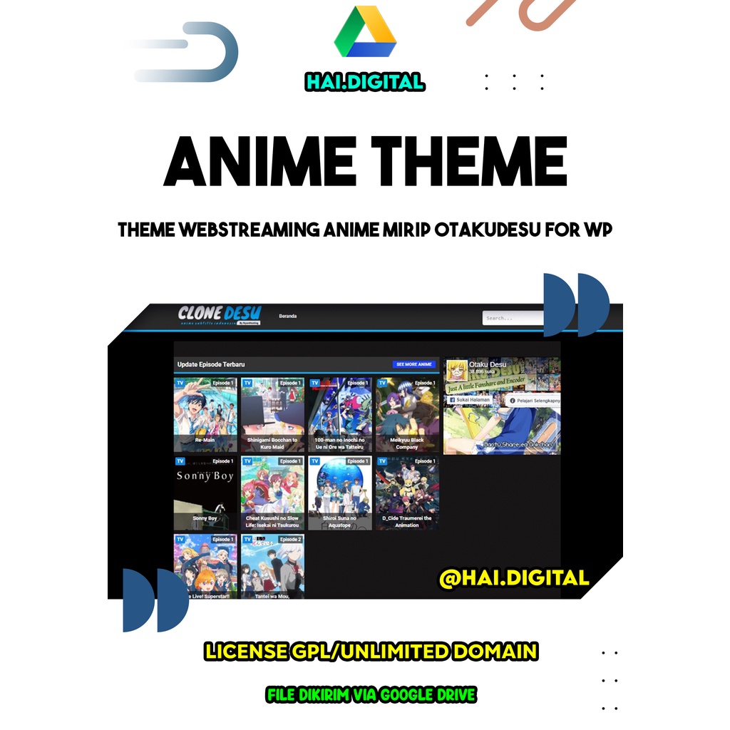 Theme Wordpress Anime Mirip OtakuDesu Website Streaming Film dan Download Tanpa Lisensi