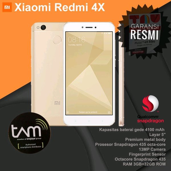 XIAOMI REDMI 4X PRIME GARANSI TAM