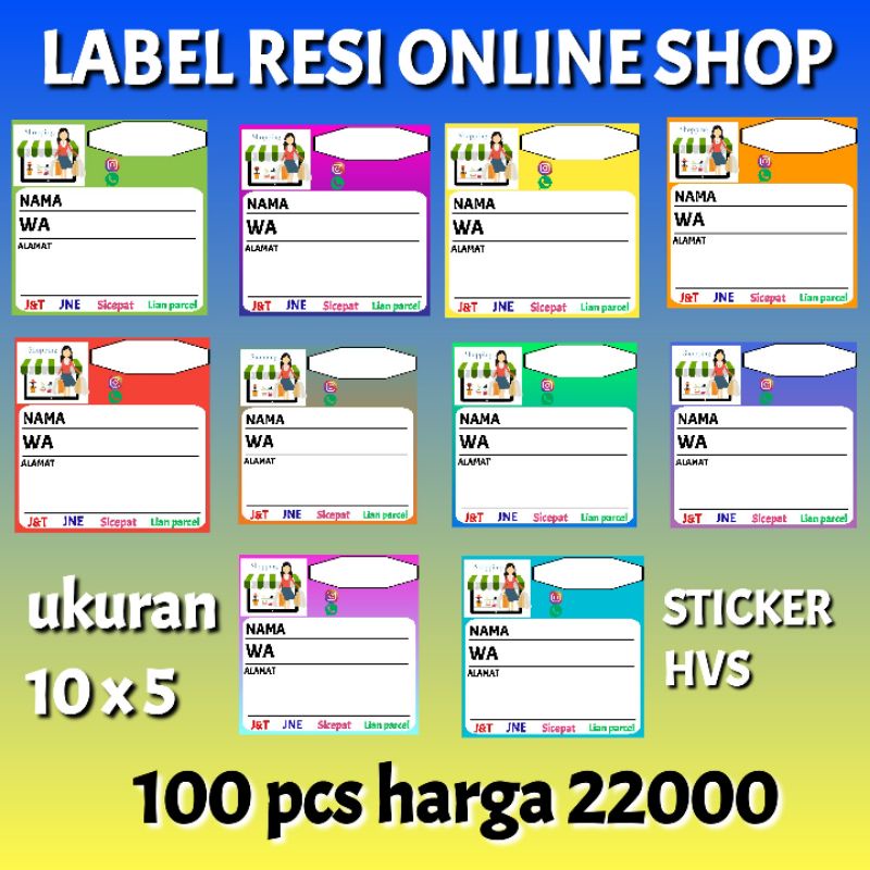 

1 paket isi 100pcs sticker label resi online shop sj3j