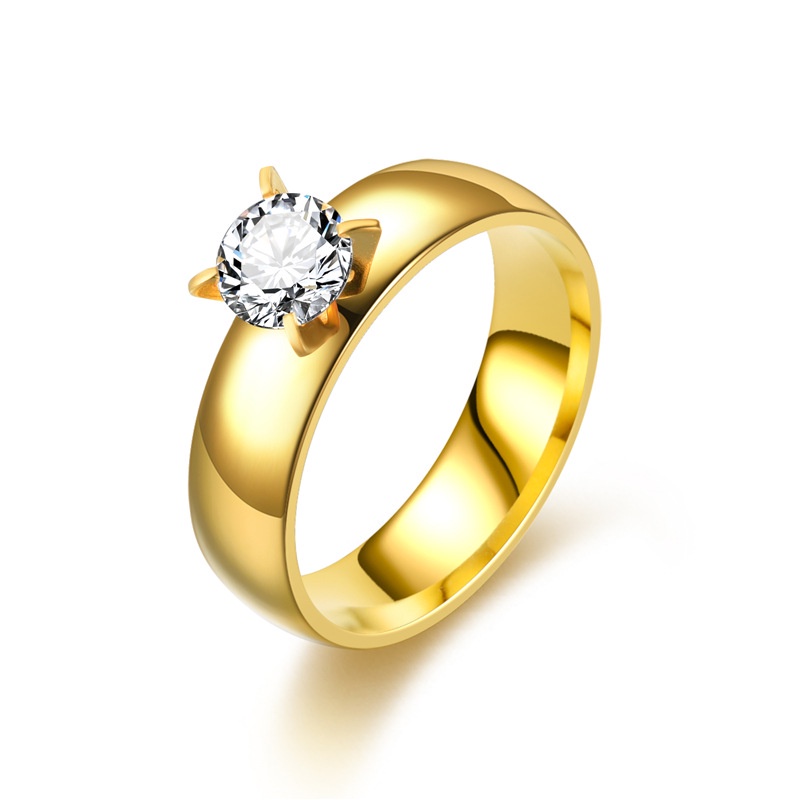 Cincin Berlian Fashion Korea Cincin Kawin Cincin Emas Asli Kadar 375 Crystals Cincin Hadiah Liburan Terbaik (Size:6-10#) 730C1#