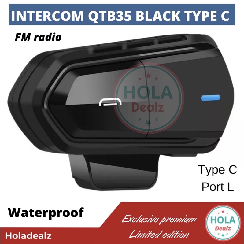 QTB35 BLACK MATE WIRELESS BLUETOOTH HELM GPS MUSIC PHONE ALTERNATIF INTERCOM QTB35 B35 BLACK JACK INTERCOM B35 MURAH ORIGINAL