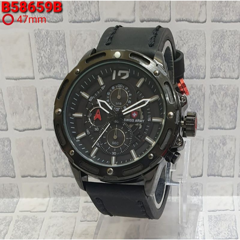 Jam Tangan Style Pria / Jam Tangan Chrono Aktif / Jam Tangan Strap Kulit Chrono Tanggal Aktif