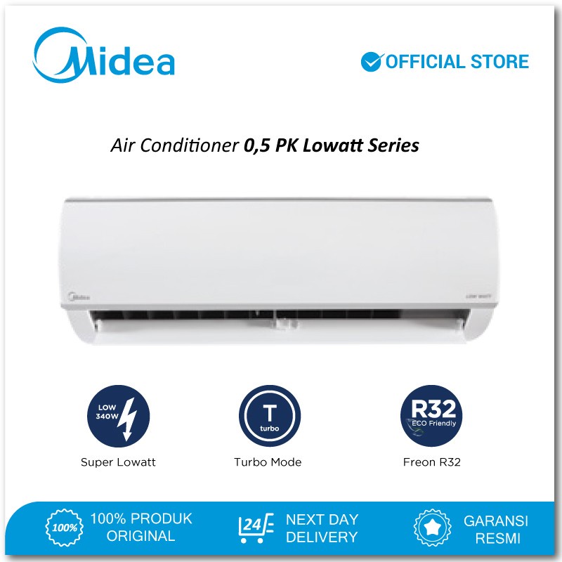 AC Midea 1/2 PK (0.5 PK) Low Watt - R32 Series - MSFO-05CRLN2-32