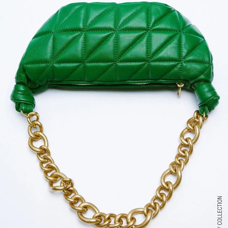 5.5 SALE | ZRA CHAIN HANDLED QUILTED LEATHER BAG