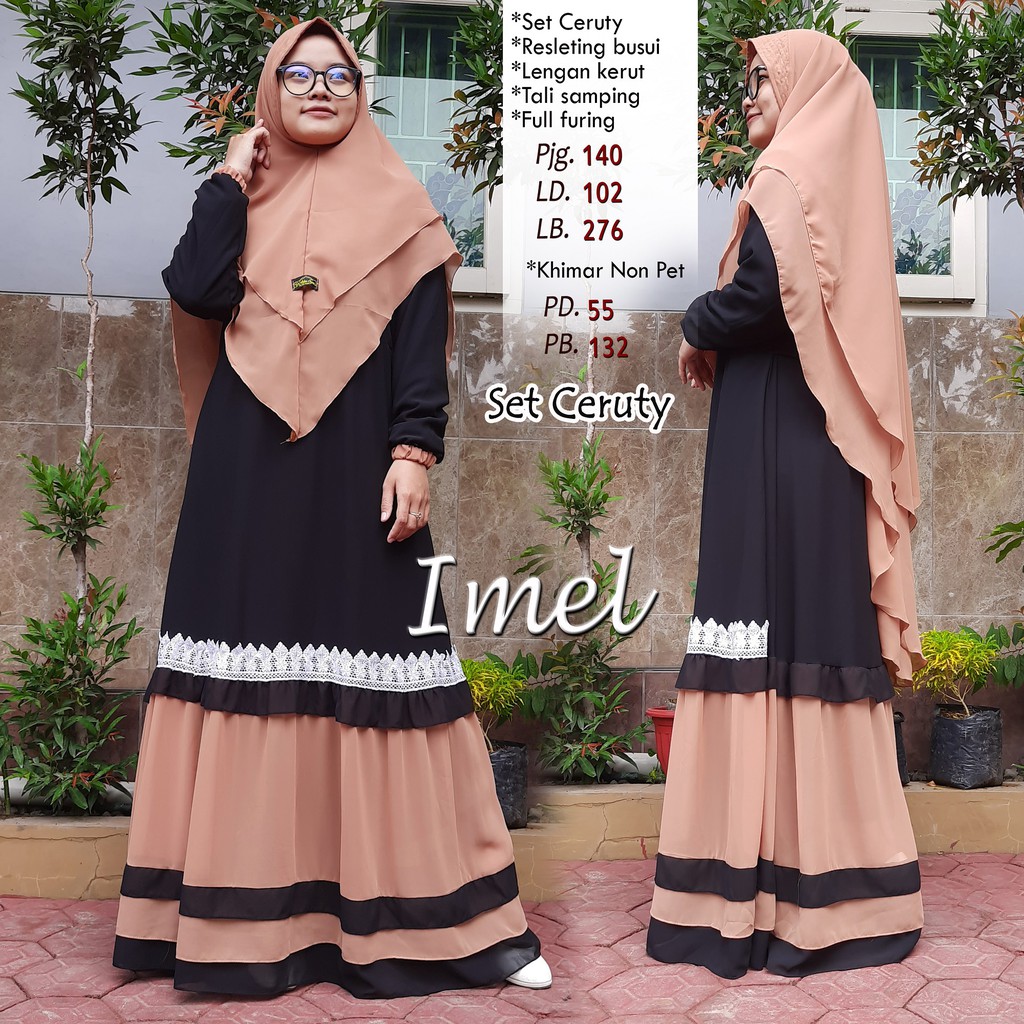 SERI 2 Gamis Ceruty Babydoll Set Hijab List Renda/ Gamis Ceruty Kombinasi