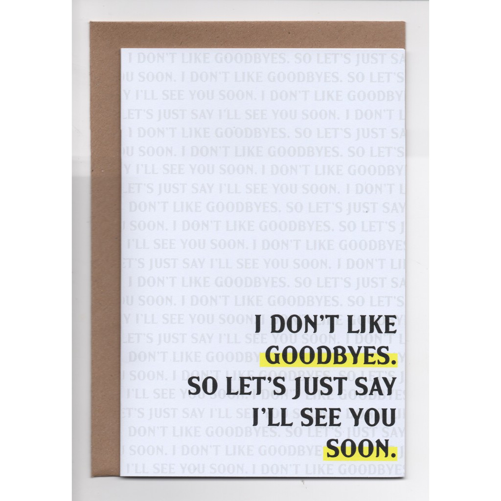 Jual Kartu Ucapan Perpisahan Good Byes See You Soon | Typography