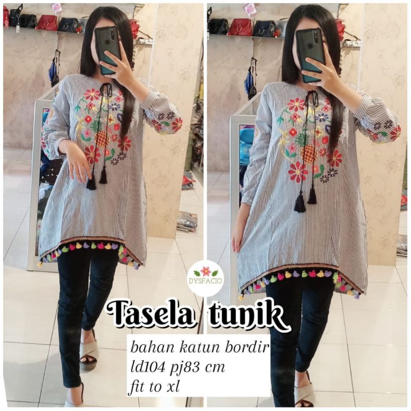 Tasela tunik katun Motif bunga