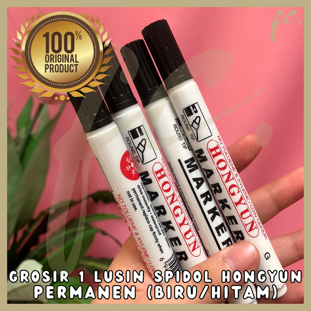 

Grosir 1 Lusin / 12 Pcs Spidol Lusinan HONGYUN PERMANENT MARKER / Permanen Murah Ready COD