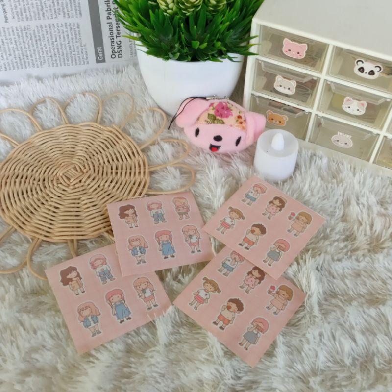 Jual Sticker Sheet Aesthetic Kisscut Korean Girls Series | Shopee Indonesia