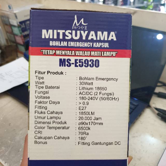 Bohlam Emergency Kapsul Sentuh 30watt MS-E5930 Mitsuyama Lampu darurat MURAH BERKUALITAS setara dengan 110WATT