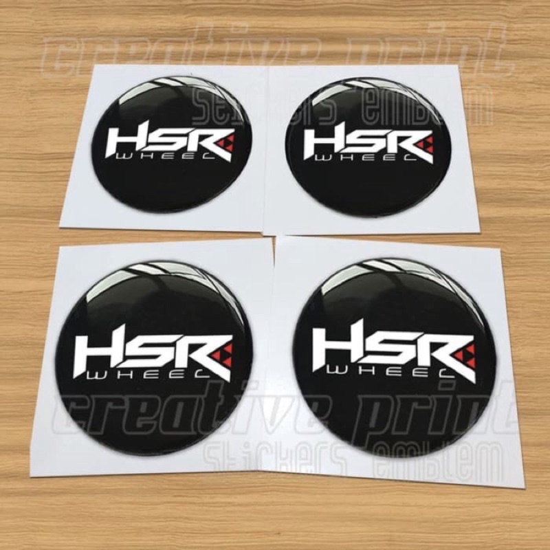 Sticker Timbul Tutup Dop Velg HSR WHEEL 4 Pcs mobil