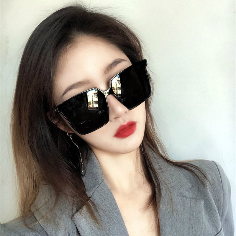 Fashion big box square Korean style personalized sunglasses with metal hinge