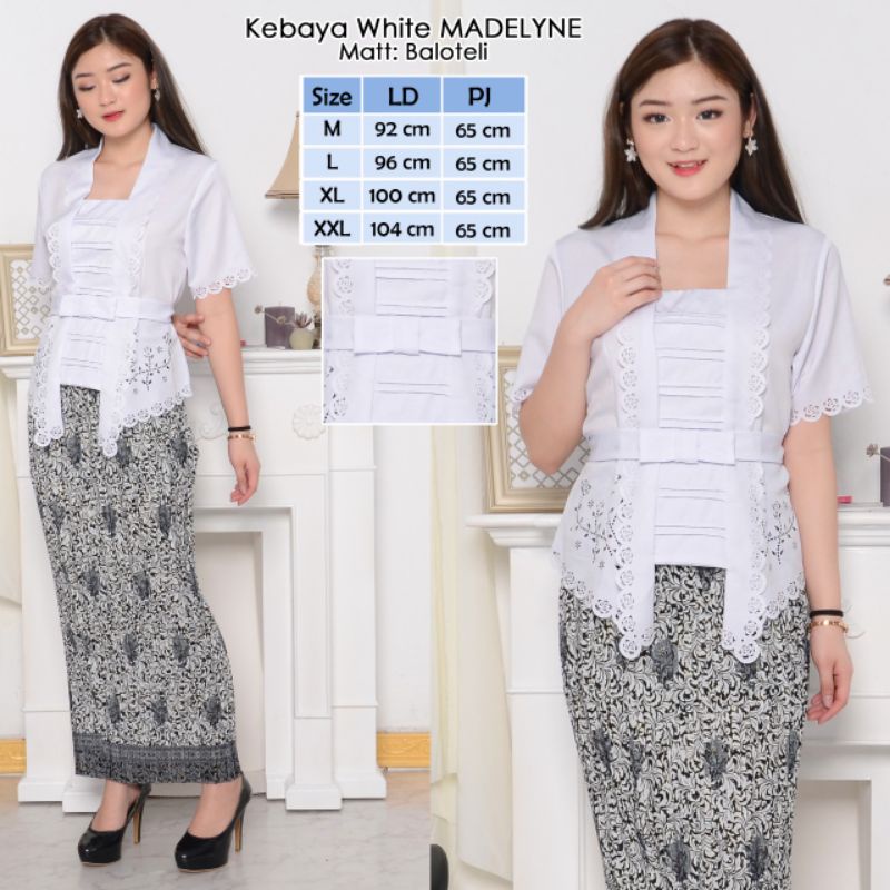 Atasan Kebaya Encim Modern Denaya Putih-Madelyne putih