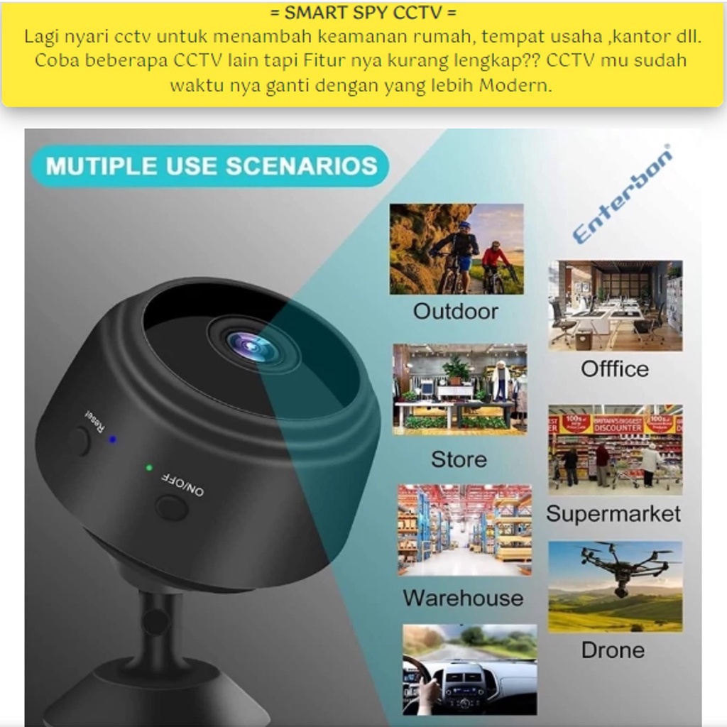 A1 CCTV Wifi Mini Tersembunyi Tanpa Kabel Jarak Jauh Lewat HP Portable Taffware Mini WiFi IP Camera 