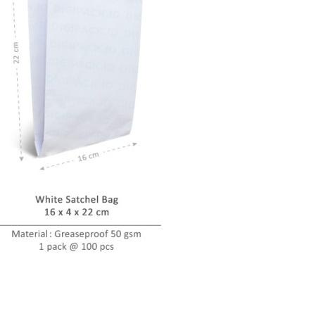 

❊ [Digipack] White Satchel Bag 16 x 4 x 22 | Kantong Kertas Roti Snack ☋
