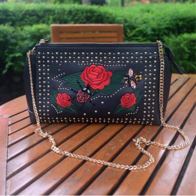 Zara Slingbag Flower Bug Bee Semi Original Tali Rantai / Tas Branded Import